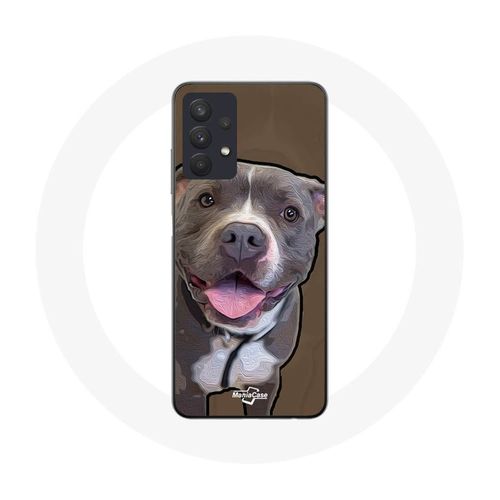 Coque Samsung Galaxy A32 4g Chien Pitbull Blanc Gris