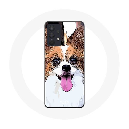 Coque Samsung Galaxy A32 4g Épagneul Nain Continental Papillon Chiot Blanc Et Marron