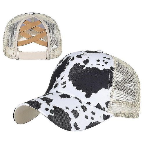 Wekity Wekity Cross Elastic Mesh Ponytail Baseball Cap Unisexe Casquette De Baseball Réglable Chapeau De Soleil Décontracté Pour Les Filles