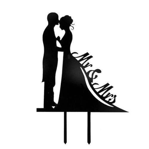 Mr \U0026 Mme Silhouette Bride \U0026 Groom Acrylique Mariage Jour Gâteau Topper Nice