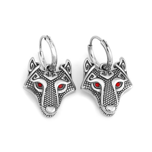 Vibasin-Boucles D'oreilles Pendantes Loup Odin Pour Homme, Acier Inoxydable, Amulette Animal Nordique, Bijoux Charme Vintage, Vente En Gros, Mode