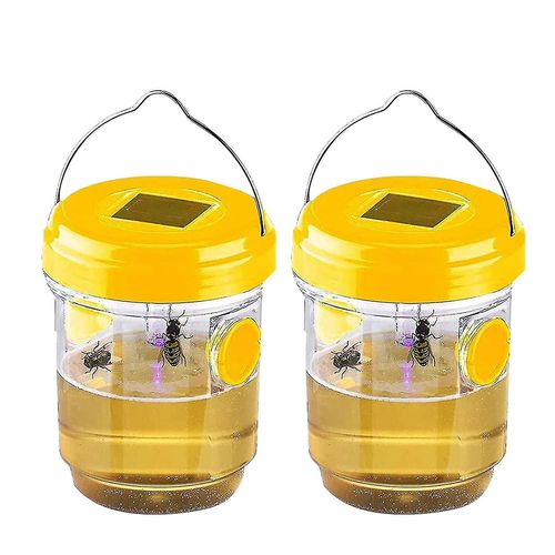 2 Pack Solar Wasp Trap Outdoor Hanging, Guêpe Cather Suspendu avec lumière pour les vestes jaunes, frelons, be