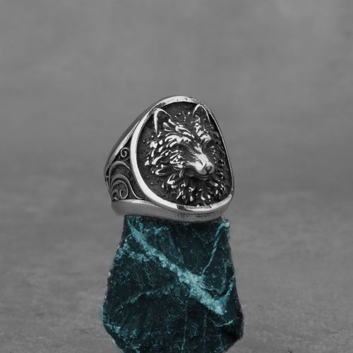 Bague De Tête De Loup Vintage Viking Pour Hommes, Anneau De Fête Hip-Hop En Acier Inoxydable, Bijoux De Charme, Vente En Gros