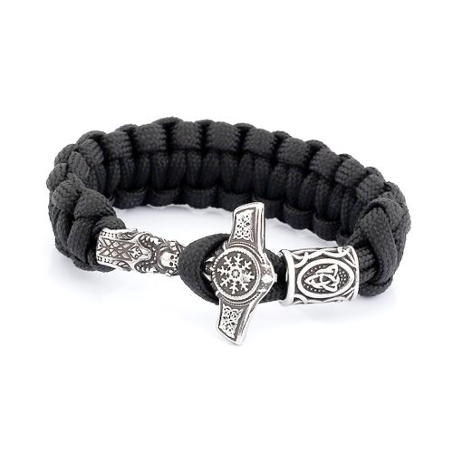 Sion L-Bracelet Paracorde Marteau De Thor En Acier Inoxydable, Boussole Fine, Perles Rune, Accessoires Bijoux Punk, Cadeaux Garçons, Jofashion