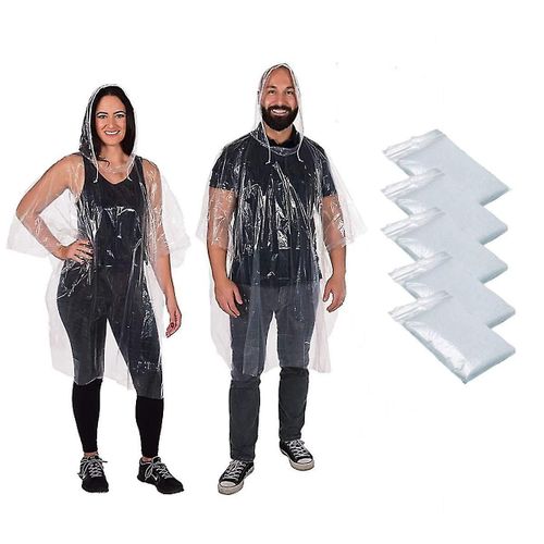 5pcs Adultes Urgence Imperméable Manteaux De Pluie Hommes / Dames Ponchos Randonnée Camping Festivals De Pêche Jetable Multipack