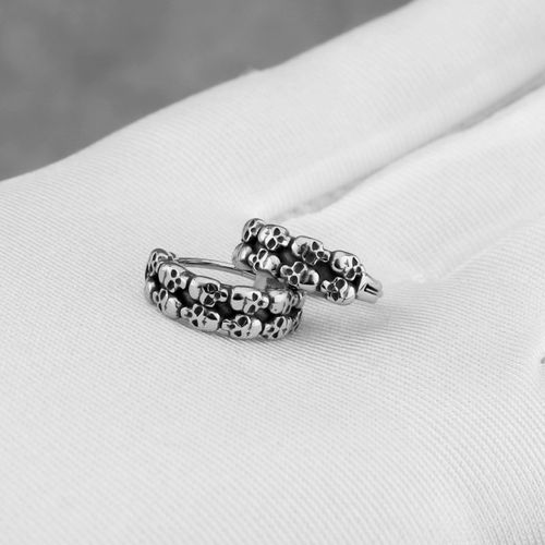 Boucles D'oreilles Gothiques En Forme De Crâne Pour Homme Et Femme, Bijoux De Charme Vintage En Acier Inoxydable, Style Hip Hop, Vente En Gros