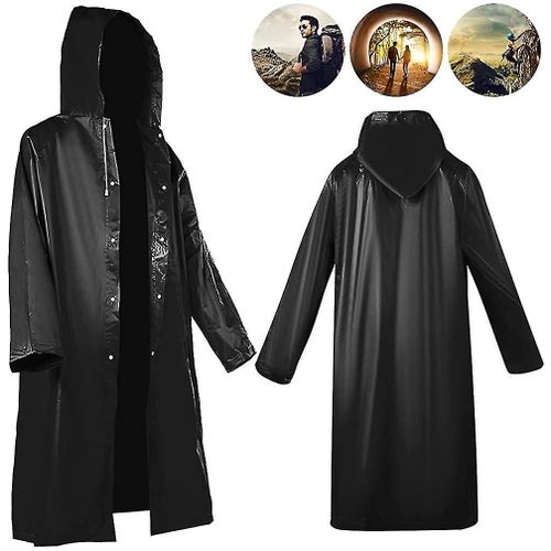 2 Pack Noir Imperméable Ponchos Portables, Manteaux De Pluie Durables, Poncho De Pluie