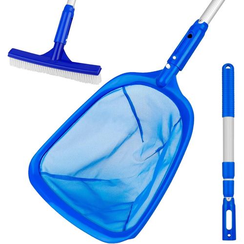 Épuisette Piscine Kit Entretien Brosses Poteau Aluminium Rétractable