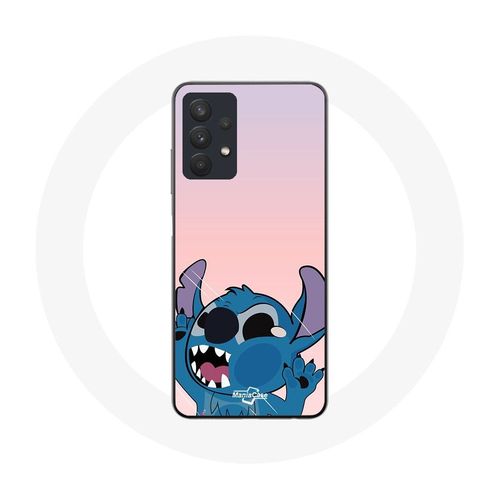 Coque Pour Samsung Galaxy A32 5g Stitch Le Nez En L'air Fond Rose