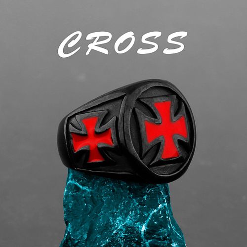 Bagues En Acier Inoxydable Pour Hommes, Croix Rouge, Noir, Religion Punk Hip Hop Pour Homme, Petit Ami, Motard, Bijoux, Cadeau Créatif, Vente En Gros