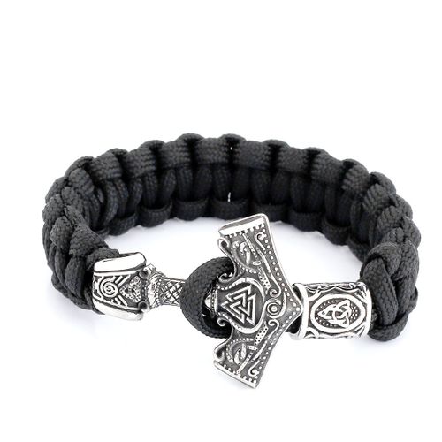Bracelet Rune Viking En Acier Inoxydable Pour Homme, Amulette Slave, Ulparapluie, N¿Ud De Marteau De Thor, Bracelet De Perles, Cadeau Bijoux, Mode