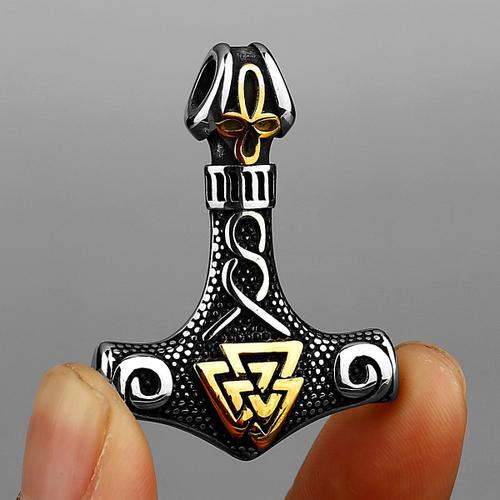 Viking Thor Mjolnir Et Valknut Runes, Amulette Pour Hommes En Acier Inoxydable 316l, Pendentif, Collier Scandinave Viking, Cadeau