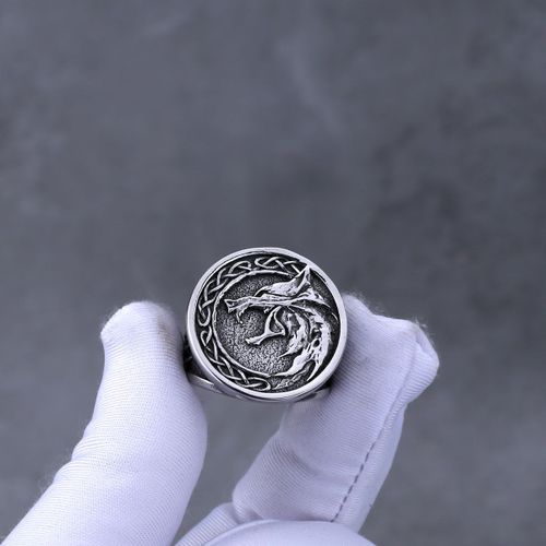 Bague Tête De Loup Viking En Acier Inoxydable Pour Hommes, Style Nordique, Hip Hop, Vintage, Griffe De Loup, Rune, Amulette, Accessoires, Charme, Cadeau Pour Petit Ami