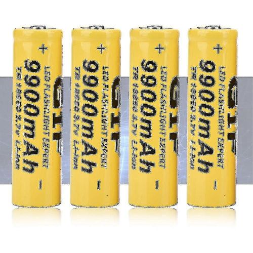 fantastique 4pcs lampe de poche batterie Gif 9900mah 18650 batterie rechargeable jaune
