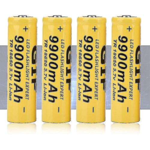 fantastique 4pcs lampe de poche batterie Gif 9900mah 18650 batterie rechargeable jaune