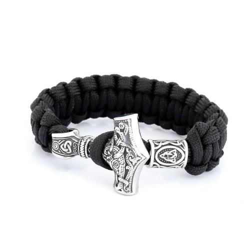 Bracelet Viking Marteau De Thor Pour Homme, Classique, Vintage, Simple, Acier Inoxydable, Noeud Celtique, Perles Rune, Paracord, Bijoux Joparty