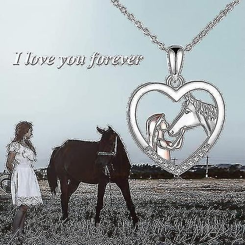 Filles Et Cheval Collier Filles Cheval En Argent Sterling Bijoux Cheval Cadeau Cheval Dames 18 Pouces