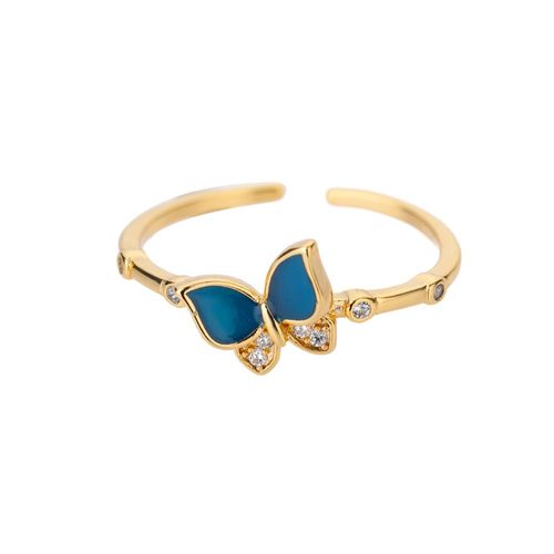 Bagues Papillon Bleu Vintage Pour Femmes, Cristal Brillant, Bague En Émail Bleu De Cone, Boho, Accessoires De Bijoux, Cadeau Contre-Indiqué