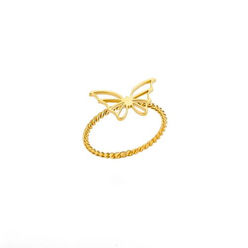 Bague Croix Papillon Torsadée En Acier Inoxydable Pour Femme, Document Doré Punk, Hip Hop Exquis, Cadeau De Fête D'anniversaire Des Travailleurs, Mode
