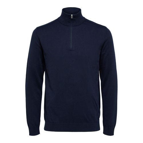 Selected Berg Half Zip Cardigan Navy Bleu