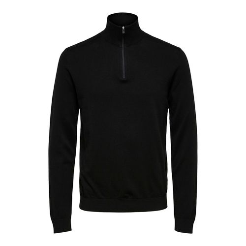 Selected Berg Half Zip Cardigan Zwart Noir