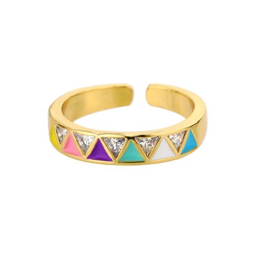 Bague Triangulaire En Émail Multicolore Pour Femme, Anneau De Doigt En Acier Inoxydable, Bijoux De Fête, De Voyage, Cadeau