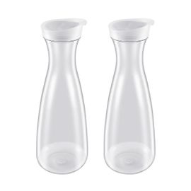 2pcs 1.6l Carafes D¿Eau En Plastique Avec Couvercles Blancs Flip Tab - Qualité Alimentaire Et Recyclable Pitc Incassable