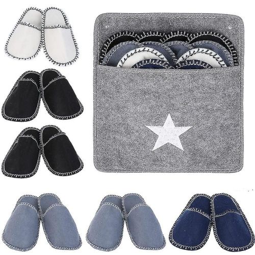 6 Paires De Pantoufles En Feutre Polaire Portable Lavable Jetable Non Dérapant Pantoufles À La Maison Pour Family Spa Gues