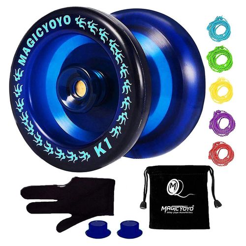 Yoyo K1-Plus Réactif Avec Yoyo Sack + 5 Cordes Et Gant Yo-Yo Gant, Bleu