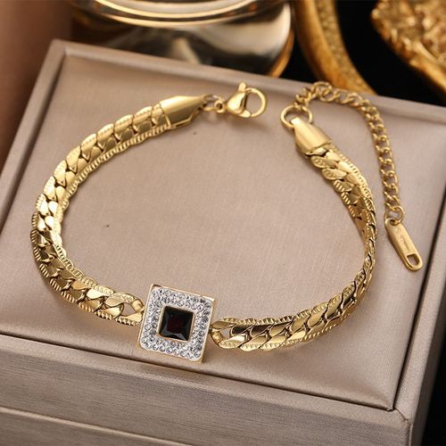 Bracelet À Breloques En Acier Inoxydable 316l Pour Femme, Bijou De Poignet En Pierre Verte Zircon, Antirouille, Bijoux De Fête