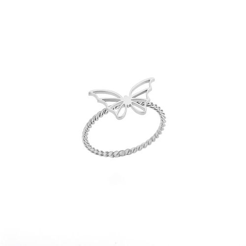 Bague Croix Papillon Torsadée En Acier Inoxydable Pour Femme, Document Doré Punk, Hip Hop Exquis, Cadeau De Fête D'anniversaire Des Travailleurs, Mode
