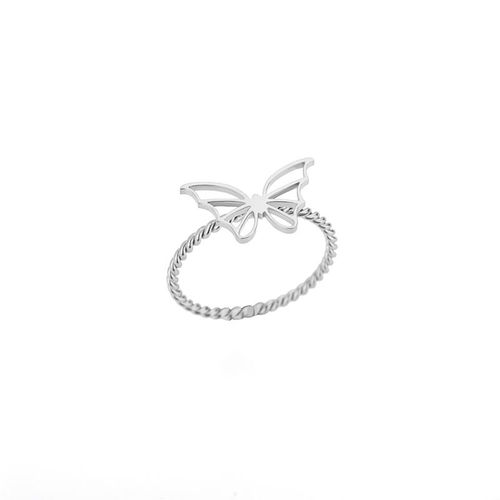 Bague Croix Papillon Torsadée En Acier Inoxydable Pour Femme, Document Doré Punk, Hip Hop Exquis, Cadeau De Fête D'anniversaire Des Travailleurs, Mode