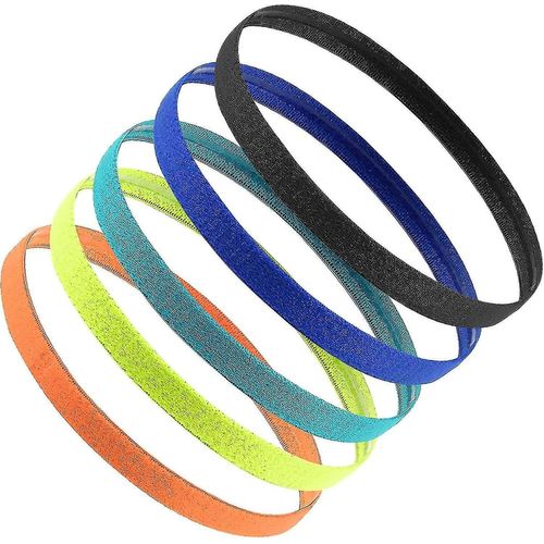 5 Pcs Sports Headband Pour Garçons, Elastic Sports Hairbands Anti Slip, Thin Football Headbands