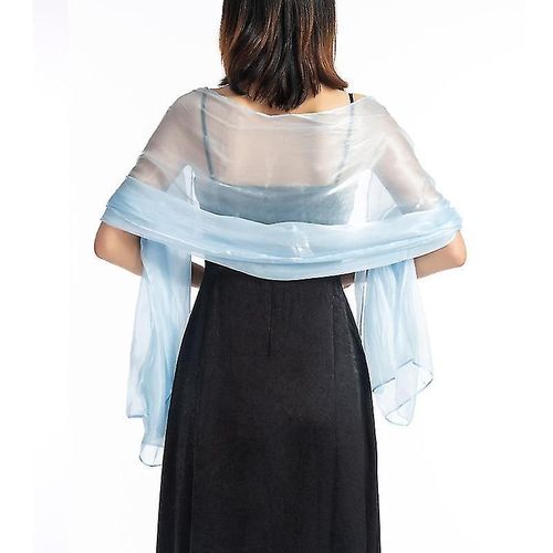 Châles Robes Soirée Party Wrap Mariage Satin Pure Couleur Cape Bleu Clair