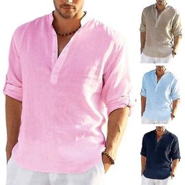 Liquette Homme Chemise En Lin Solid Shirts Casual Manches