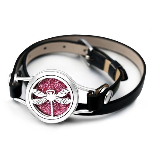 Bracelet D'aromathérapie Arbre De Vie En Cuir Noir, Diffuseur D'huiles Essentielles, Médaillon De Parfum, Bracelet Chérie En Acier Inoxydable, Cadeau