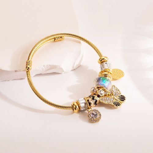 Sion L-Bracelet En Acier Inoxydable Pour Femme, Papillon, Coeur D'amour, Métal, Eau Verte, Bracelets De Luxe, Accessoires De Bijoux