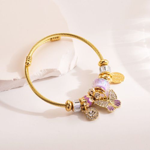 Sion L-Bracelet En Acier Inoxydable Pour Femme, Papillon, Coeur D'amour, Métal, Eau Verte, Bracelets De Luxe, Accessoires De Bijoux