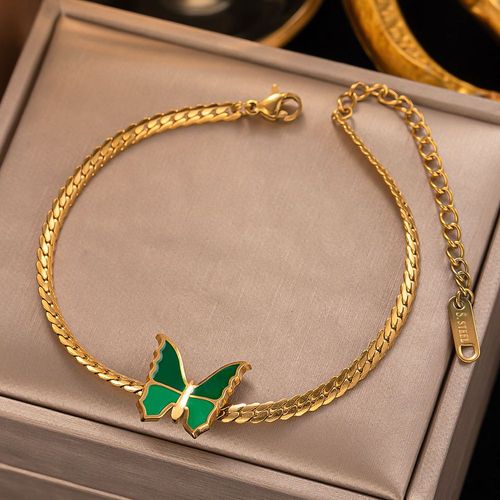 Sion L-Bracelet En Acier Inoxydable Pour Femme, Papillon, Coeur D'amour, Métal, Eau Verte, Bracelets De Luxe, Accessoires De Bijoux
