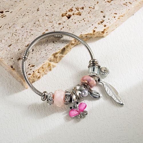 Sion L-Bracelet En Acier Inoxydable Pour Femme, Papillon, Coeur D'amour, Métal, Eau Verte, Bracelets De Luxe, Accessoires De Bijoux