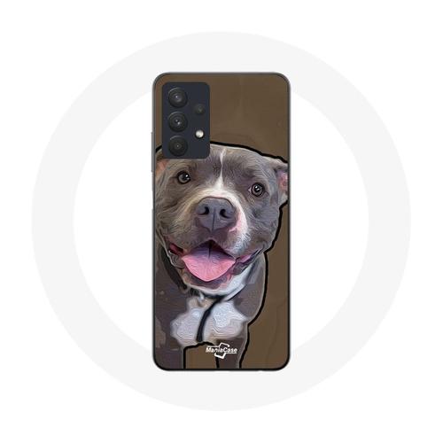 Coque Pour Samsung Galaxy A32 5g Chien Pitbull Blanc Gris