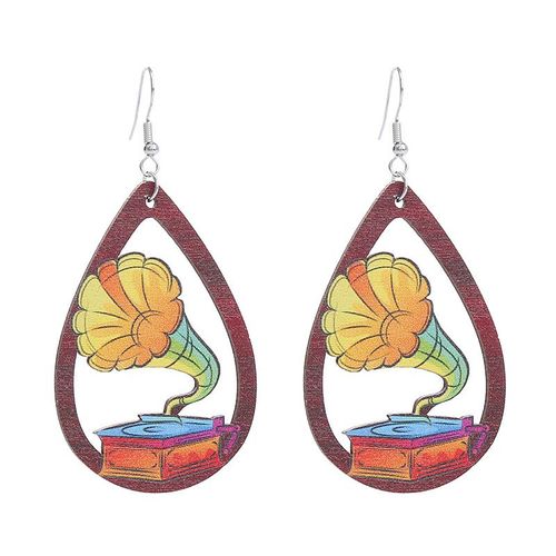 Boucles D'oreilles Vintage Pour Femme, Bijoux En Bois, Guitare, Harpe, Mode Amusante, Rétro, Esthétique, Festival De Musique, Accessoires