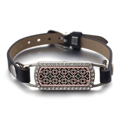 Bracelets En Cuir Rectangulaires En Acier Inoxydable Rose Doré, Bijoux D'arôme Multi-Styles, Parfum, Huile Essentielle, Médaillon Magnétique