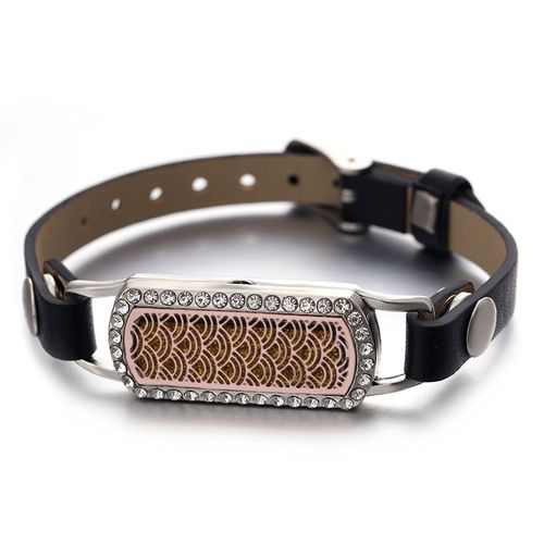 Bracelets En Cuir Rectangulaires En Acier Inoxydable Rose Doré, Bijoux D'arôme Multi-Styles, Parfum, Huile Essentielle, Médaillon Magnétique