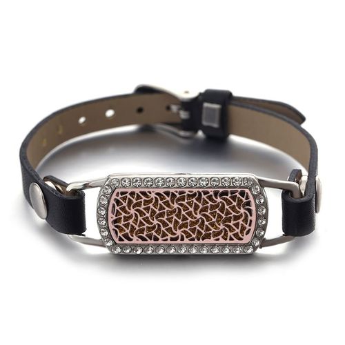 Bracelets En Cuir Rectangulaires En Acier Inoxydable Rose Doré, Bijoux D'arôme Multi-Styles, Parfum, Huile Essentielle, Médaillon Magnétique