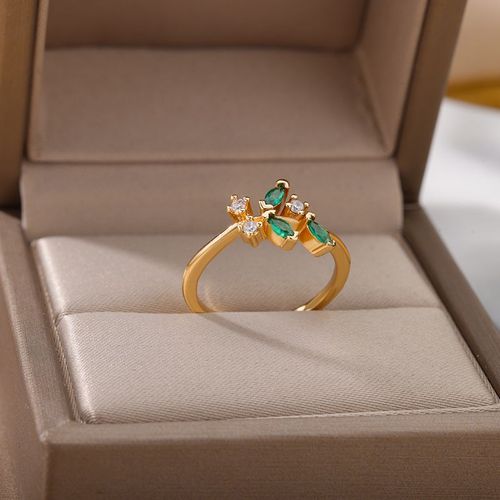 Zcomprend-Bague Ouverte Géométrique Verte Pour Femme, Bijou De Doigt Romantique, Réglable, Doux, Émail D'huile, Cadeau De Ix