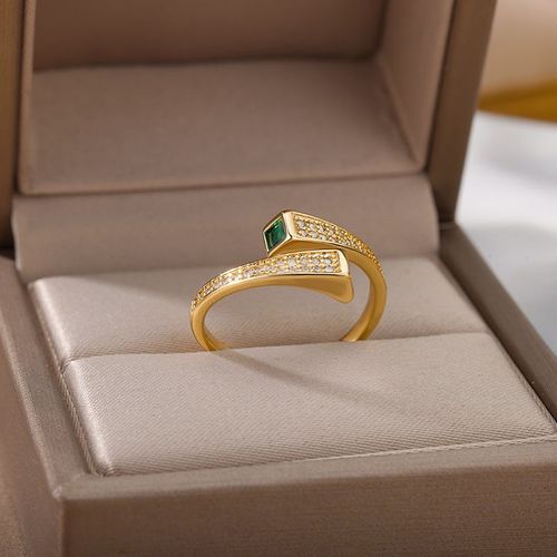 Zcomprend-Bague Ouverte Géométrique Verte Pour Femme, Bijou De Doigt Romantique, Réglable, Doux, Émail D'huile, Cadeau De Ix