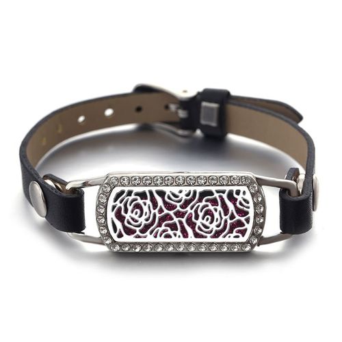 Bracelets En Cuir Rectangulaires En Acier Inoxydable Rose Doré, Bijoux D'arôme Multi-Styles, Parfum, Huile Essentielle, Médaillon Magnétique