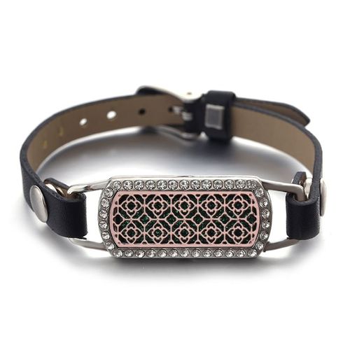 Bracelets En Cuir Rectangulaires En Acier Inoxydable Rose Doré, Bijoux D'arôme Multi-Styles, Parfum, Huile Essentielle, Médaillon Magnétique