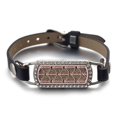 Bracelets En Cuir Rectangulaires En Acier Inoxydable Rose Doré, Bijoux D'arôme Multi-Styles, Parfum, Huile Essentielle, Médaillon Magnétique